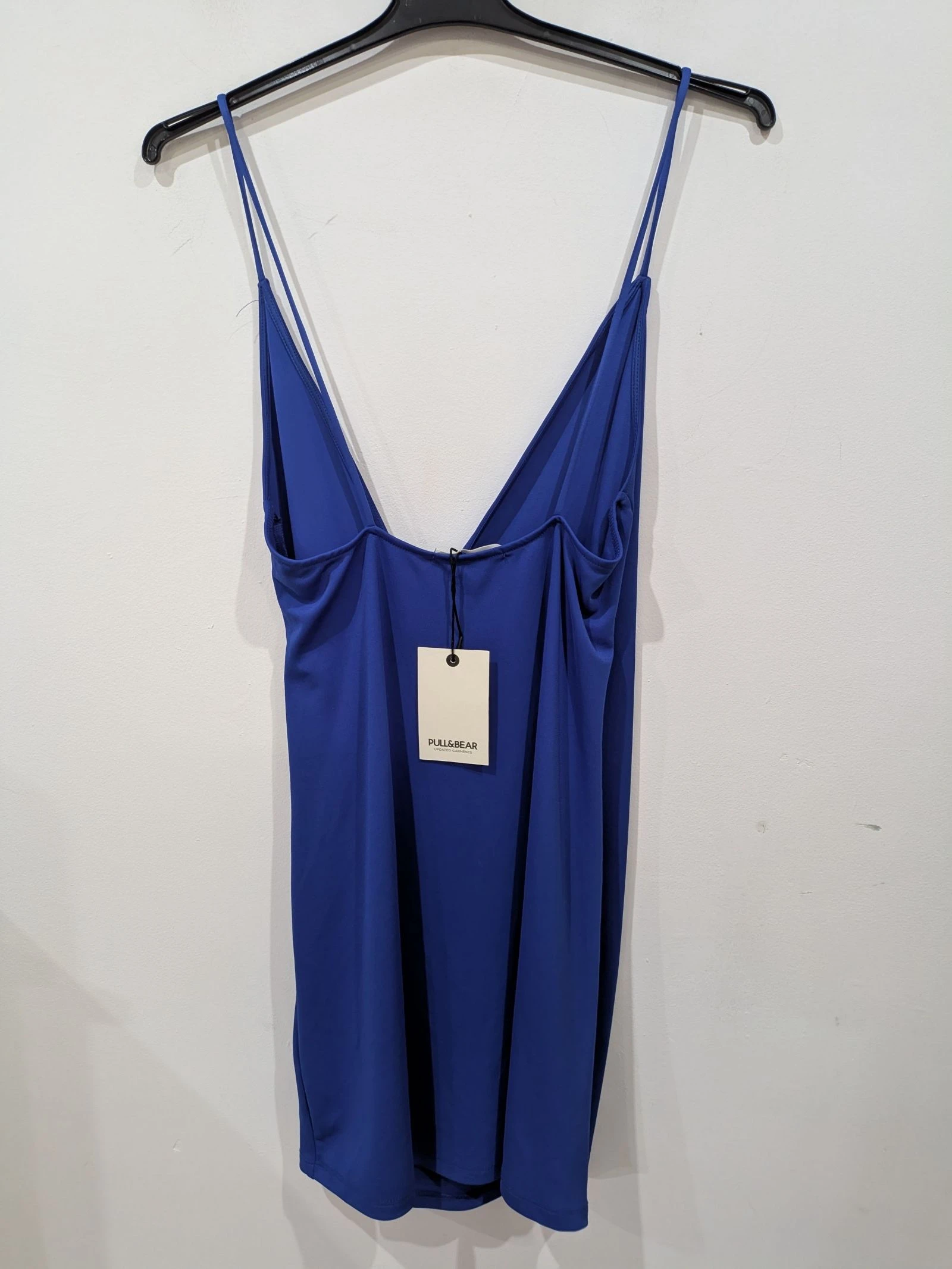 Korte kobaltblauwe jurk met kruisgesneden hals en dunne bandjes maat L van Pull&Bear – photo 4